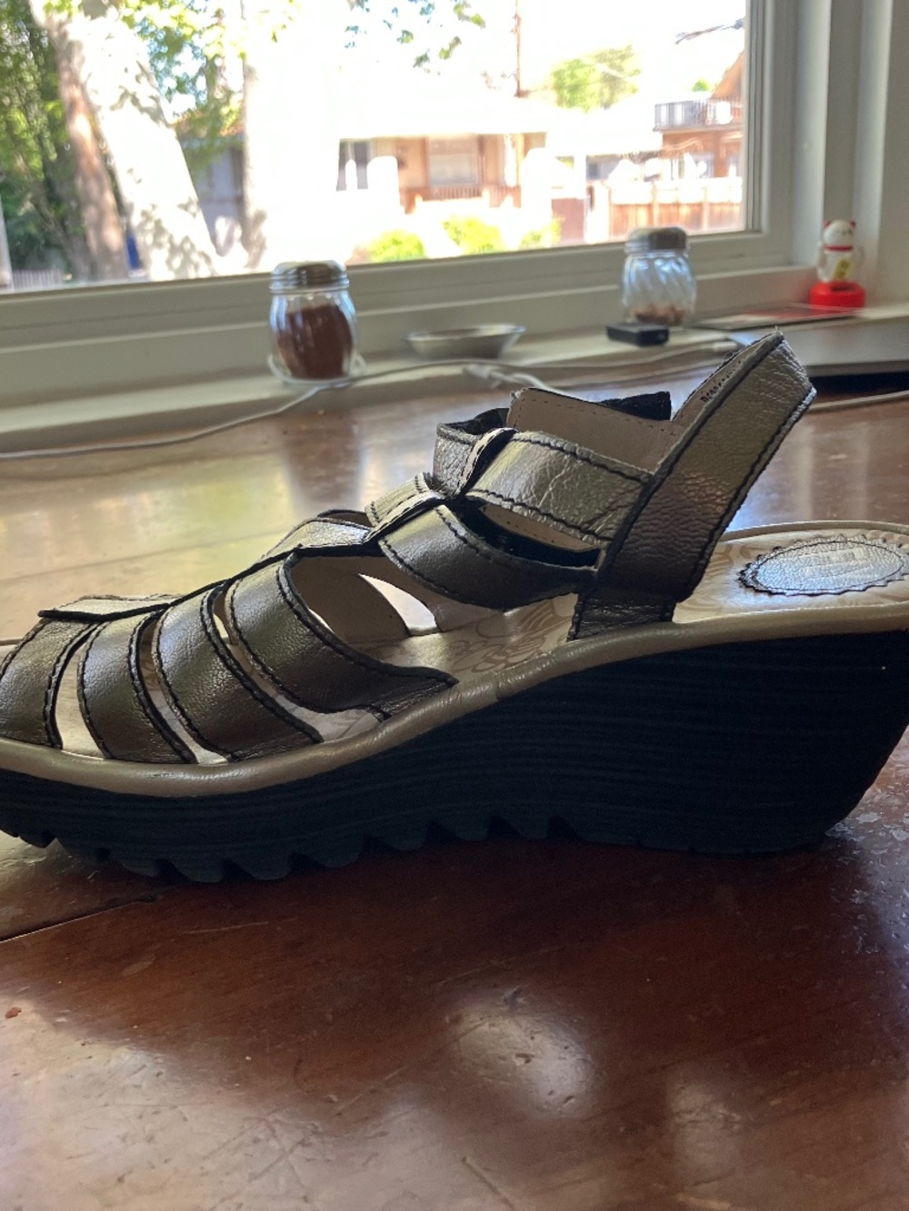 Gold Wedge Sandals from FLY LONDON